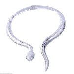 Silver Snake Choker Pendant Women Austrian Crystal Necklace Silver Plated New