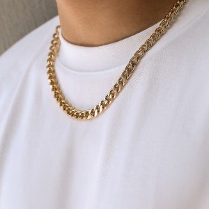 KunJoe Simple Cuban Chain Necklace for Men Gold Color/Black Metal Aluminium Chain On The Neck Choker Jewelry Party Male DIY Gift