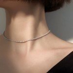New Popular Silver Colour Sparkling Clavicle Chain Necklace Women Sunshinny Jewelry Choker For Wedding Party Gift