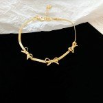 Bowknot Blade Chokers Necklaces for Women Simple Temperament Superior Sense Personality Collar Bone Chains Fashion Neck Jewelry