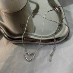 Simple Trendy Heart Pendent Necklace for Women Creative Design Gold Color Stainless Steel Chain Chokers Neck Jewelry Accessories