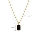 ZAKOL Simple Stainless Steel Rectangular Pendant Necklaces For Women Girls Korean Black GoldClavicle Chain Choker Jewelry Gift