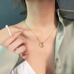 Simple Trendy Heart Pendent Necklace for Women Creative Design Gold Color Stainless Steel Chain Chokers Neck Jewelry Accessories