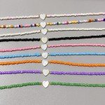 New Nature Shell Love Heart Choker Necklace for Girl Spring Summer Fashion Small Colorful Glass Beads Necklace Gift for Friend