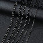 Basic Punk Stainless Steel 3,5,7mm Curb Cuban Necklaces For Men Women Black Gold Color Link Chain Chokers Solid Metal Jewelry