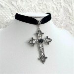 Goth Limited Black Velvet Cross Choker Bead Necklace Grunge Black Velvet Jewelry Gorgeous Women Punk Gift Statement New Gothic
