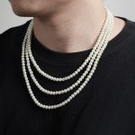 8MM Imitation Pearl Chain Necklace For Men Vintage Pearl Choker Simple Bead Necklace Hip Hop Jewelry Fashion Accessory