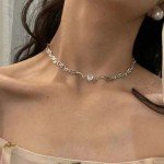 Exquisite Sweet Girly Jewelry Love Diamond Accessories Silver Necklace Women Fashion Necklace