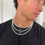 8MM Imitation Pearl Chain Necklace For Men Vintage Pearl Choker Simple Bead Necklace Hip Hop Jewelry Fashion Accessory
