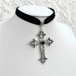Goth Limited Black Velvet Cross Choker Bead Necklace Grunge Black Velvet Jewelry Gorgeous Women Punk Gift Statement New Gothic
