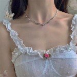 Exquisite Sweet Girly Jewelry Love Diamond Accessories Silver Necklace Women Fashion Necklace
