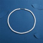 8MM Imitation Pearl Chain Necklace For Men Vintage Pearl Choker Simple Bead Necklace Hip Hop Jewelry Fashion Accessory