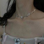 Exquisite Sweet Girly Jewelry Love Diamond Accessories Silver Necklace Women Fashion Necklace