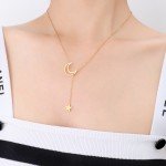 New Simple Moon Star Pendant Choker Necklace Simple Gold Color Alloy Charm Chain Collares Necklace For Women Party Jewelry