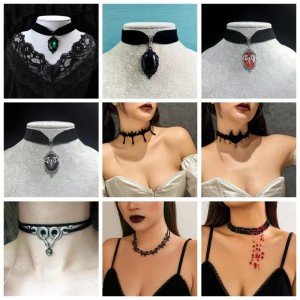 Punk Goth Black Velvet Choker Necklaces Gothic Style Rope Women Neck Decoration Chocker Jewelry on Girl Neck Accessories