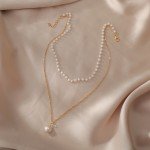 Fashion Imitation Pearl Necklace Women Personality Simple Collarbone Chain Japanese and Korean Style New Golden Tendency Jewelry