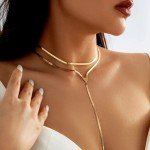 Vintage Multilayer Triangle Pendant Long Snake Chain Necklace for Women Classic Goth Chest Clavicle Choker Neck Jewelry Gift