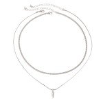KunJoe 2pcs/set Stainless Steel Metal Rivet Pendant Thin Snake Chain Necklace for Men Punk Silver Color Cuban Link Chain Choker