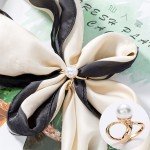 Fashion Pearl Rhinestone Brooches for Women Square Scarf Buckle Geometry Cross Brooch Pin Metal Ring Clothing Accessories