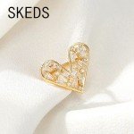 SKEDS Exquisite Small Size Rhinestone Heart Brooches Pins For Women Lady Elegant Crystal Design Suit Clothing Accessories Gift