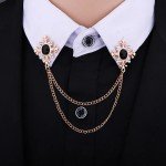 Fashion Tassel Crystal Cross Chain Brooch Women's Shirt Collar Pins and Brooches Personality Lapel Pin Buckle Women Accessories