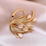 New Luxury Opal Swan Brooch Personality Exquisite Animal Pins High-grade Coat Corsage Accessories