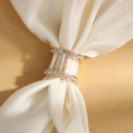 Fashion Pearl Rhinestone Brooches for Women Square Scarf Buckle Geometry Cross Brooch Pin Metal Ring Clothing Accessories