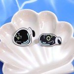 4pcs-5pcs-7pcs-8pcs-10pcs Black Cats Enamel Pins Custom Big Eyes Kitten Brooches Lapel Badges Floral Animal Cartoon Funny Jewelr