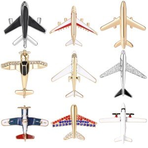 Rhinestone Airplane Brooches for Women Unisex Enamel Aircraft Pins Office Party Friend Gifts Accessories