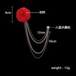 Korean Bridegroom Wedding Brooches Cloth Art Hand-made Rose Flower Brooch Lapel Pin Badge Tassel Chain Men's Suit Accessories