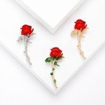 Mother's Day Enamel Rose Brooches for Women Rhinestones Flower Pin Office Party Wedding Banquet Valentine's Day Gift Accessories