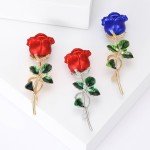 Mother's Day Enamel Rose Brooches for Women Rhinestones Flower Pin Office Party Wedding Banquet Valentine's Day Gift Accessories