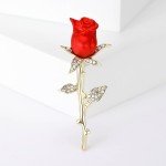 Mother's Day Enamel Rose Brooches for Women Rhinestones Flower Pin Office Party Wedding Banquet Valentine's Day Gift Accessories