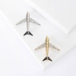 Rhinestone Airplane Brooches for Women Unisex Enamel Aircraft Pins Office Party Friend Gifts Accessories