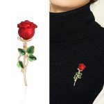Mother's Day Enamel Rose Brooches for Women Rhinestones Flower Pin Office Party Wedding Banquet Valentine's Day Gift Accessories