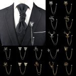 Fashion Gentleman Tassel Brooch For Men Suit Shirt Collar Chain Lapel Pin Lion Dragon Deer Retro Wedding Dinner Accessories