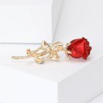 Mother's Day Enamel Rose Brooches for Women Rhinestones Flower Pin Office Party Wedding Banquet Valentine's Day Gift Accessories