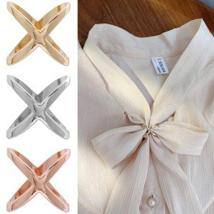 3colors X Shape Metal Brooches for Women Simple Cross Shawl Ring Clip Buckle Scarf Holder Female Jewelry Accessories Gifts