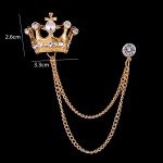 Crown Brooch Korean British Style Chain Crown Brooch Suit Tassel Chain Lapel Pin Badge Retro Men Accessories Wedding Banquet