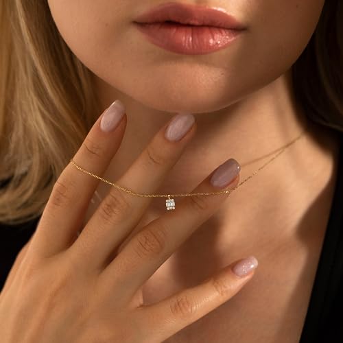 Dainty Gold Diamond Pendant Necklace for Women