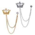 Crown Brooch Korean British Style Chain Crown Brooch Suit Tassel Chain Lapel Pin Badge Retro Men Accessories Wedding Banquet