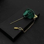 1 Pcs High-grade Ribbon Men Rose Flower Golden Leaf Fashion Brooch Pin Suit Lapel New Men Wedding Boutonniere Brooch Jewelry
