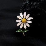 Enamel Daisy Flower Brooches For Women Shiny Zircon Daisy Flower Lapel Pins Fashion Elegant Floral Badge Wedding Jewelry