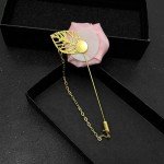 1 Pcs High-grade Ribbon Men Rose Flower Golden Leaf Fashion Brooch Pin Suit Lapel New Men Wedding Boutonniere Brooch Jewelry