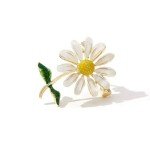 Enamel Daisy Flower Brooches For Women Shiny Zircon Daisy Flower Lapel Pins Fashion Elegant Floral Badge Wedding Jewelry