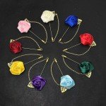 1 Pcs High-grade Ribbon Men Rose Flower Golden Leaf Fashion Brooch Pin Suit Lapel New Men Wedding Boutonniere Brooch Jewelry