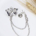 Crown Brooch Korean British Style Chain Crown Brooch Suit Tassel Chain Lapel Pin Badge Retro Men Accessories Wedding Banquet