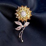 Enamel Daisy Flower Brooches For Women Shiny Zircon Daisy Flower Lapel Pins Fashion Elegant Floral Badge Wedding Jewelry