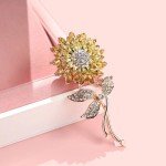 Enamel Daisy Flower Brooches For Women Shiny Zircon Daisy Flower Lapel Pins Fashion Elegant Floral Badge Wedding Jewelry