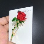 Wuli&baby Red Enamel Rose Flower For Women Lady Classic Beauty Flower Party Office Brooch Pin Gifts